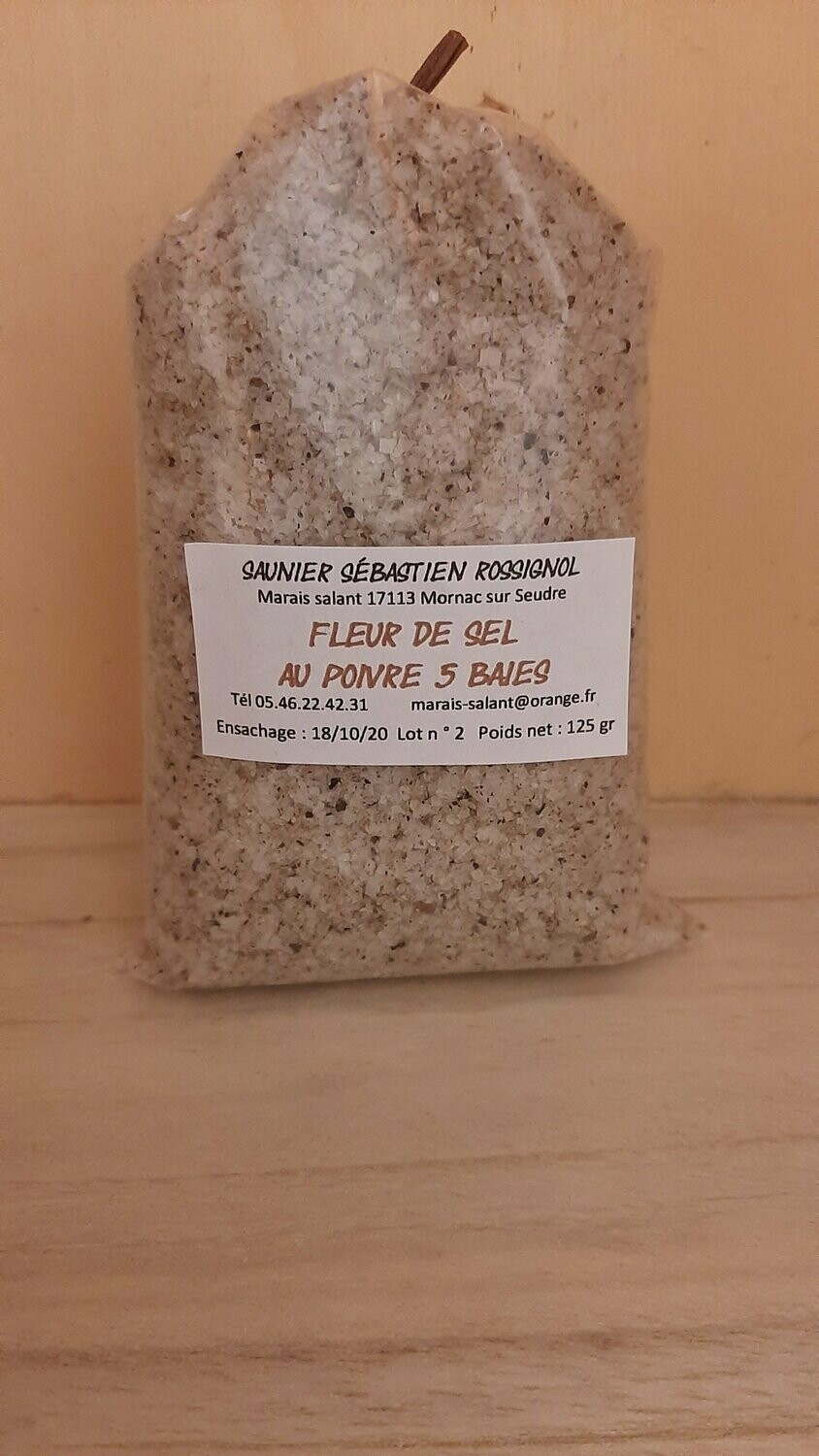 Fleur de sel aux 5 baies sachet 125gr
