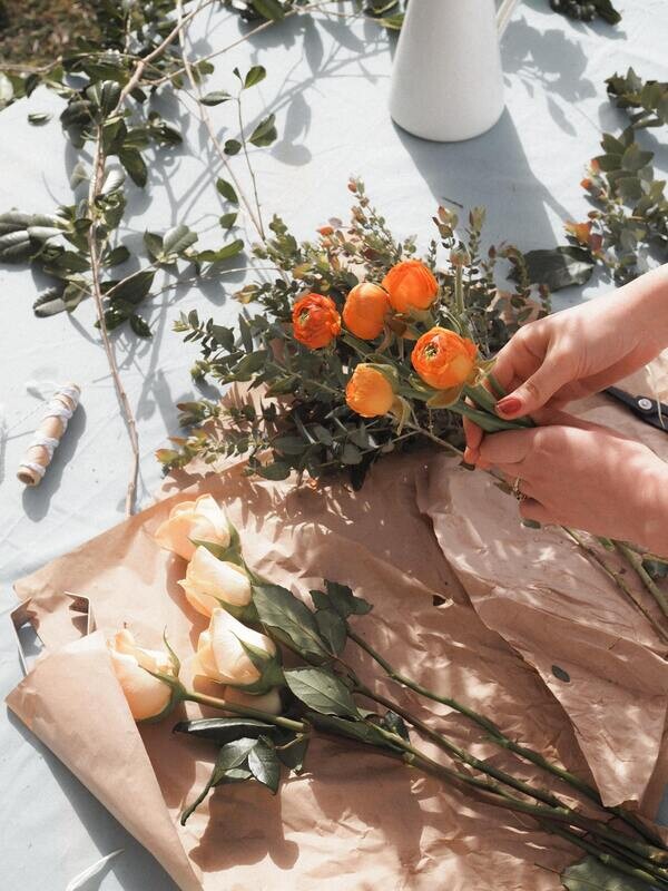 Love to arrange wrapped flowers