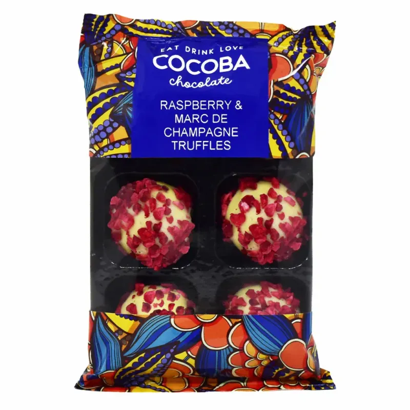 Raspberry and Marc de Champagne Truffles (6 truffles)