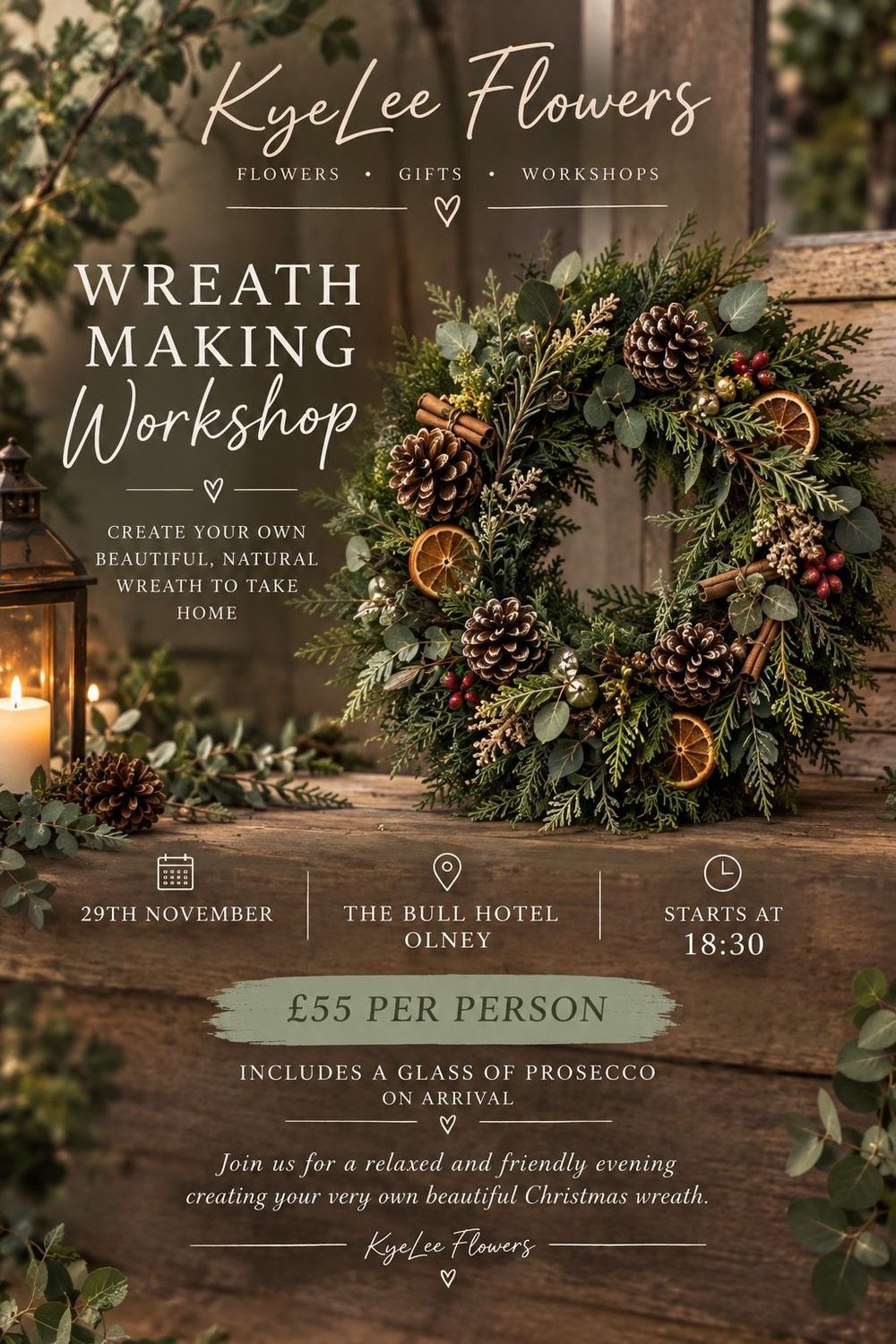 Christmas wreath workshop Sunday 29TH November 2025 at The Bull Hotel Christmas wreath workshop Sunday 29TH November 2025 at The Bull Hotel