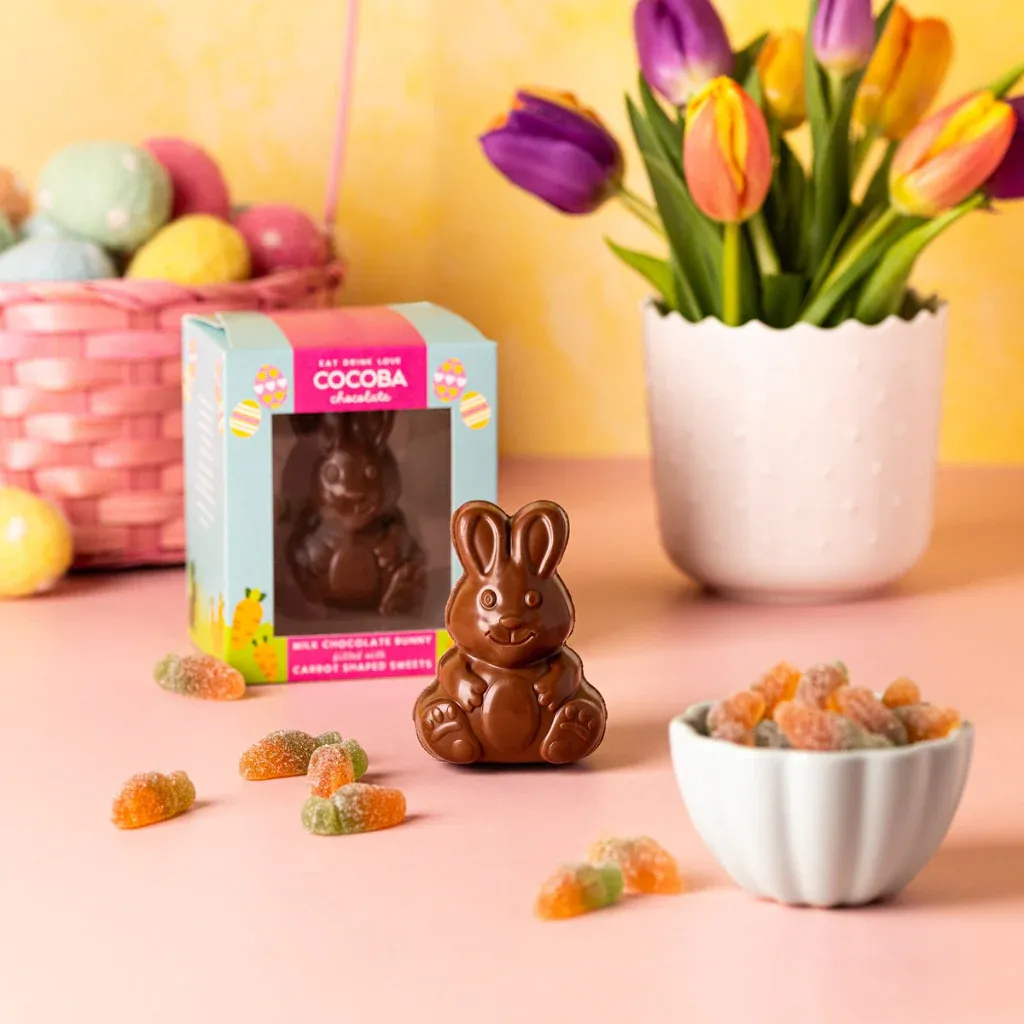 MILK CHOCOLATE BUNNY CHARACTER WITH JELLY CARROTS