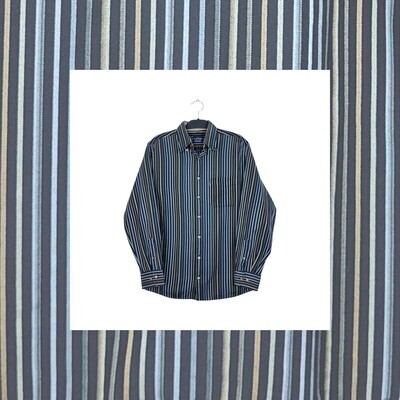 Vintage Dark Striped Long Sleeve Shirt | M