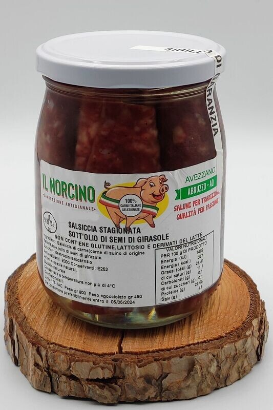 Salsicce appassite sott’olio 0,800 Kg