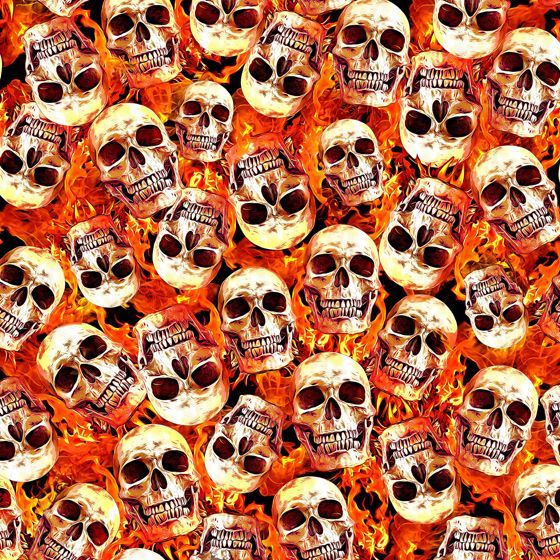 Orange Fire Skulls