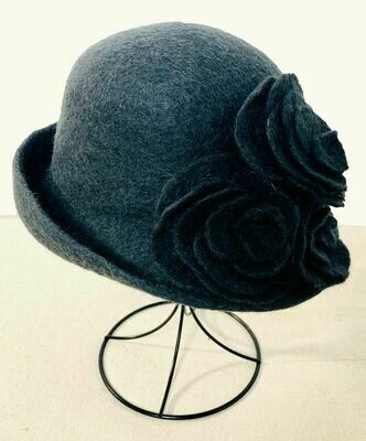 Charcoal hat with Charcoal Roses