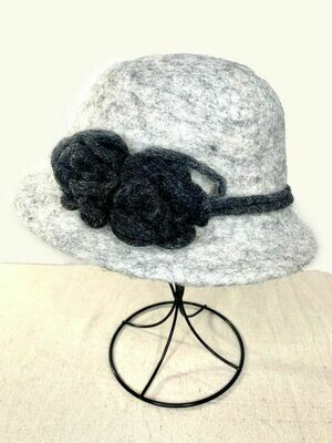 Light Grey Hat with Charcoal Flower