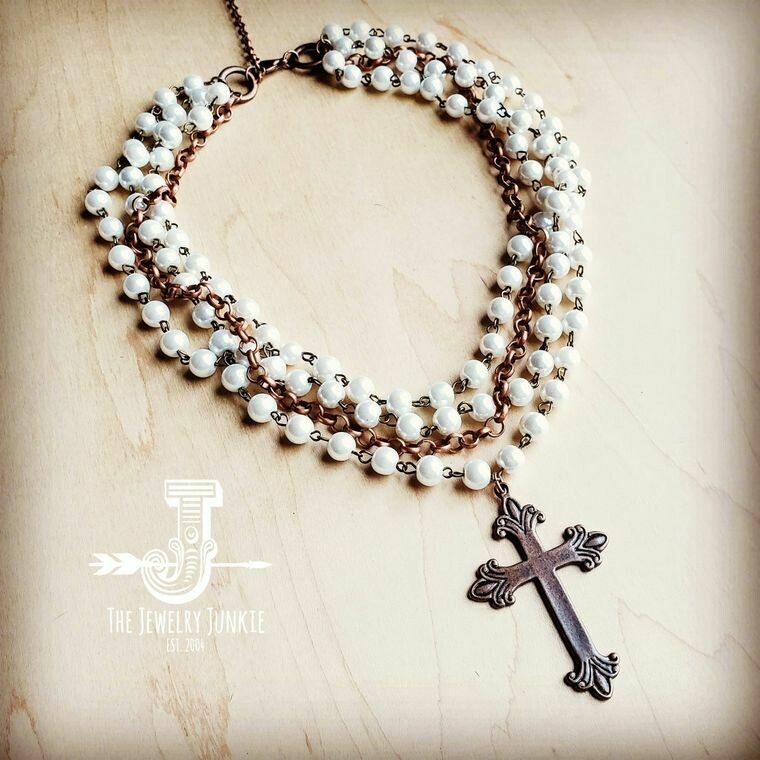 Pearl & Copper Collar with cross