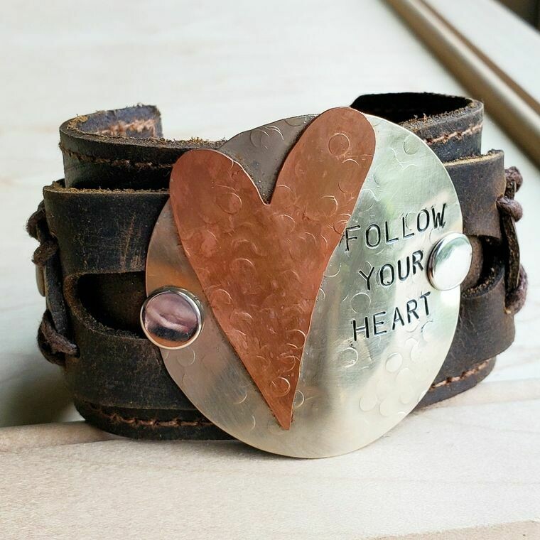 Follow Your Heart leather cuff