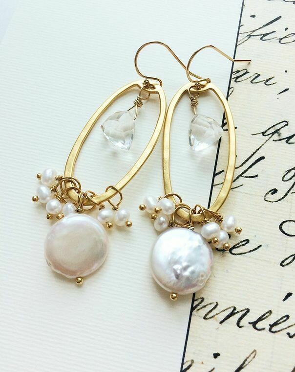 Wedding Coin Pearl Earrings