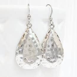 Hammered silver teardrop earrings