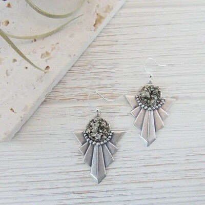 Boho Chic Silver Pyrite Earrings