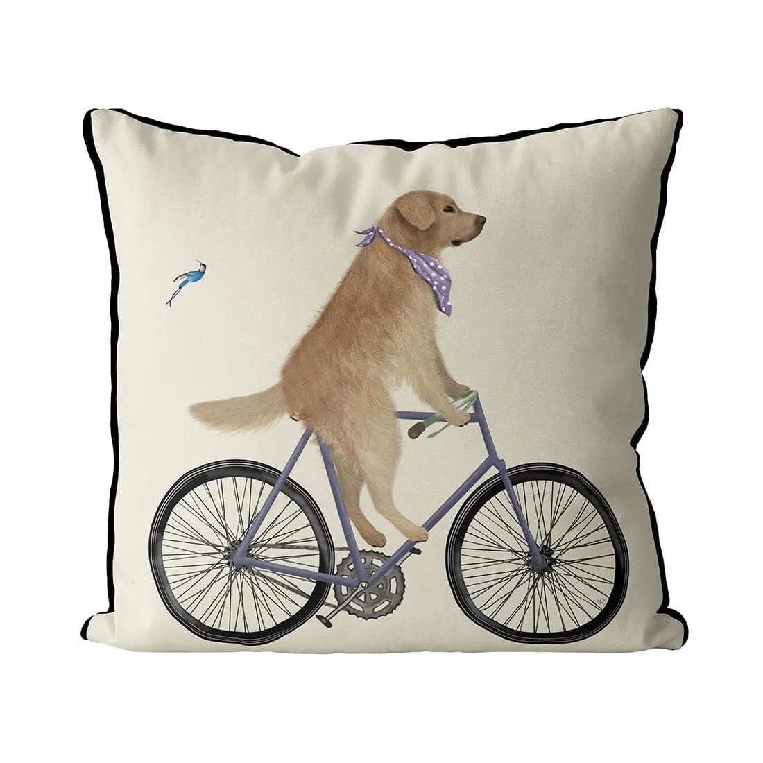 Golden Retriever on Bike Pillow