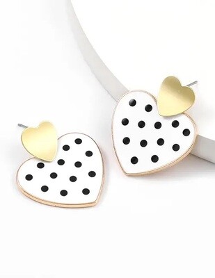 Polka dot heart earrings