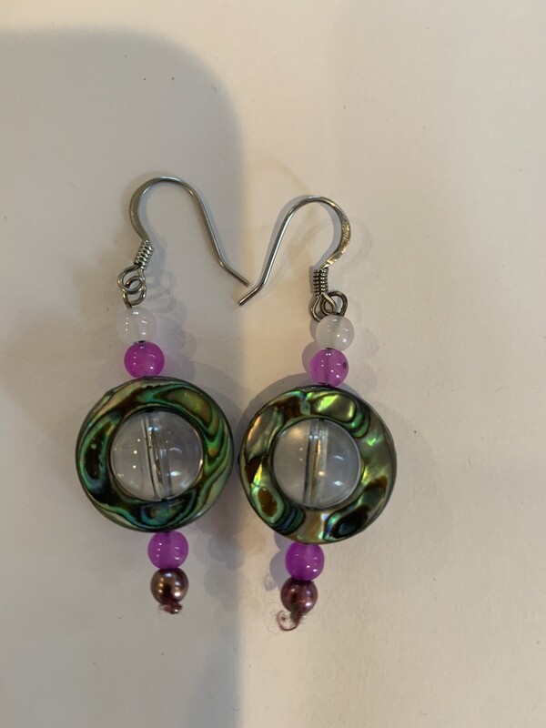 Abalone amethyst earrings