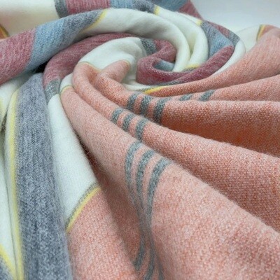 Baby Alpaca Blanket Pink, gray stripes