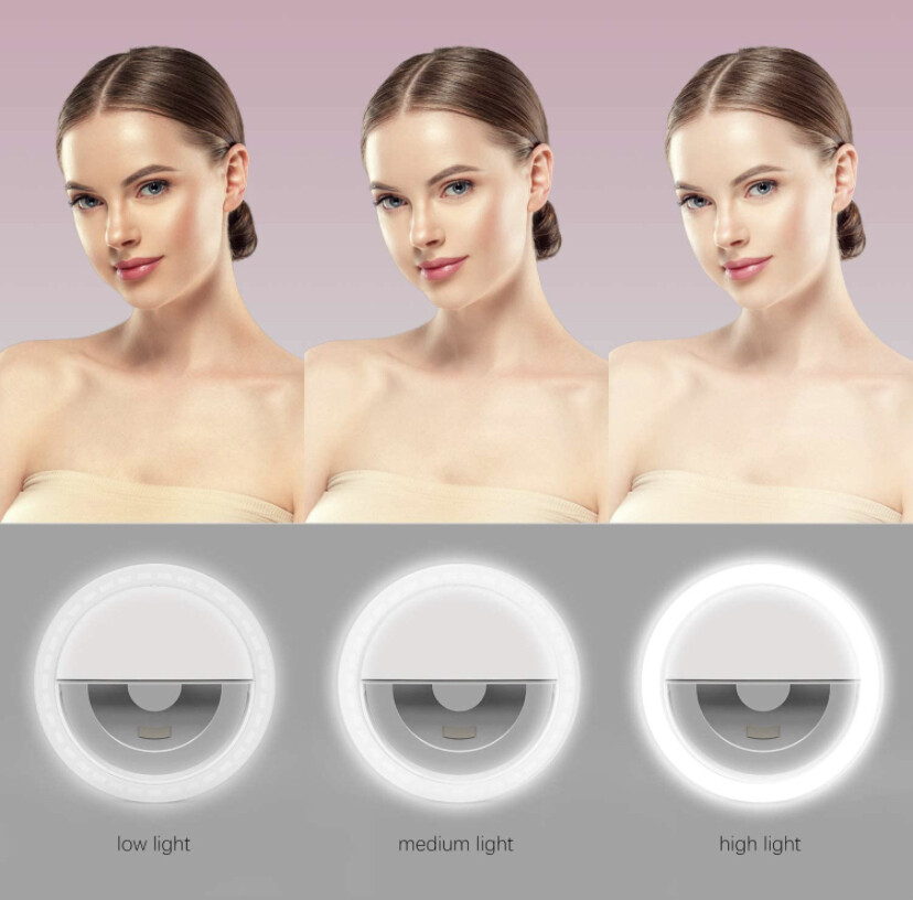 Portable Clip on Ring Selfie Light Flash with 36 Rechargeable LED for Phone Laptop iPad Photography(White) [Free Shipping]