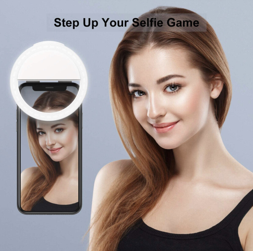 Portable Clip on Ring Selfie Light Flash with 36 Rechargeable LED for Phone Laptop iPad Photography(White) [Free Shipping]