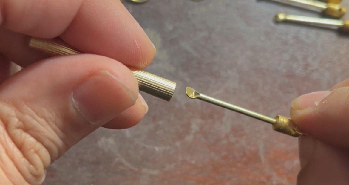Metallic Small Spoon with Screw On Container Key Chain