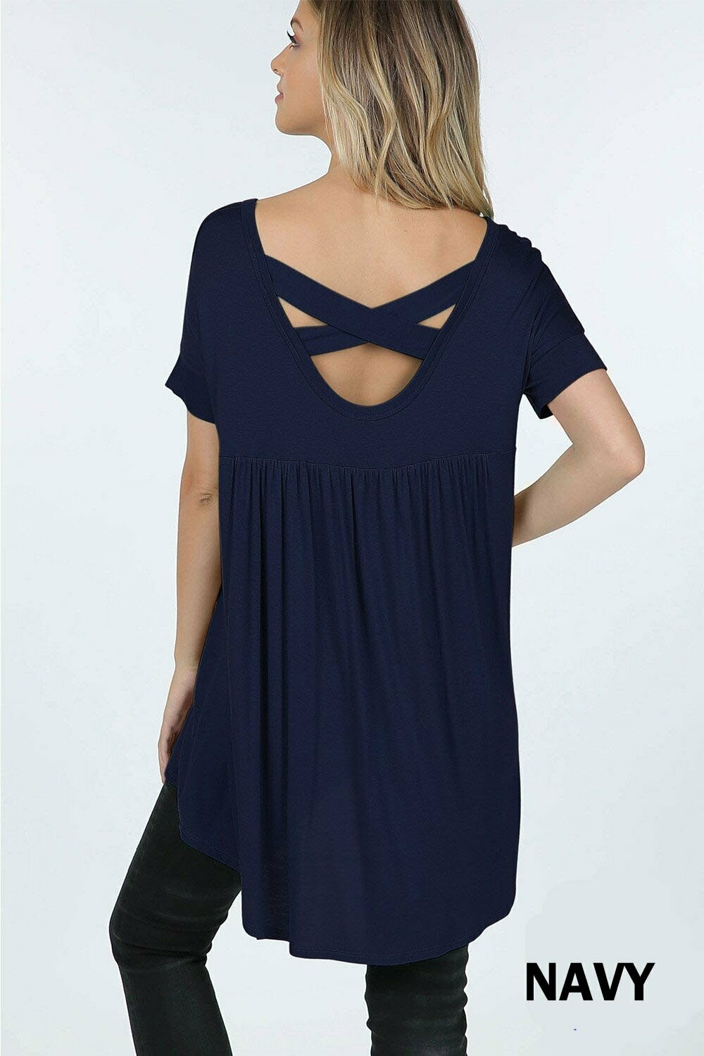 V-Neck High Low, With X-Back Top