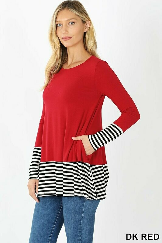 Striped & Solid Contrast Top
