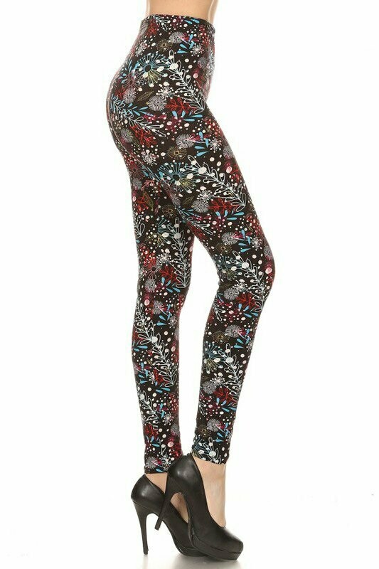 Buttery Soft Floral Printed Queen Size Leggings