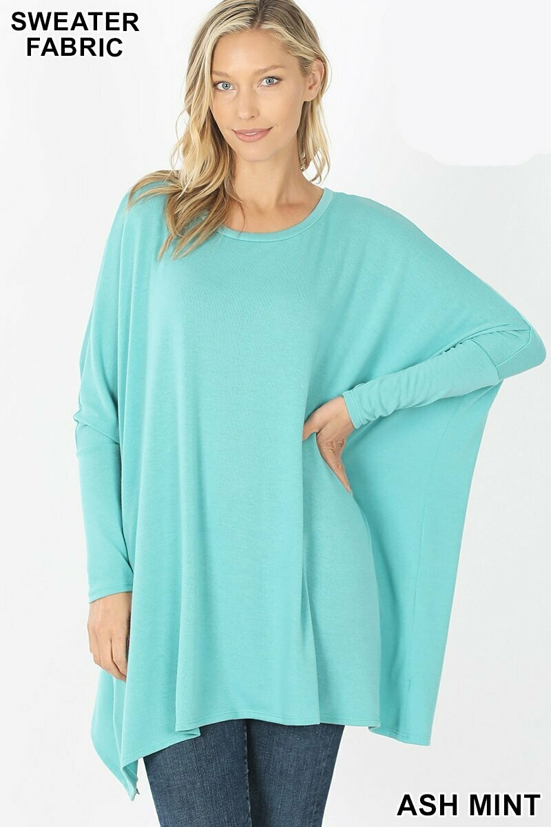 Sweater Fabric Oversize Round Neck Poncho