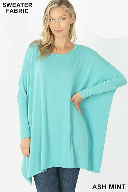 Sweater Fabric Oversize Round Neck Poncho