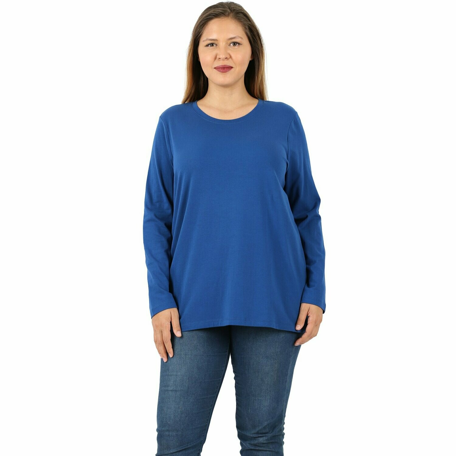 Cotton Crew Neck Long Sleeve T-Shirt