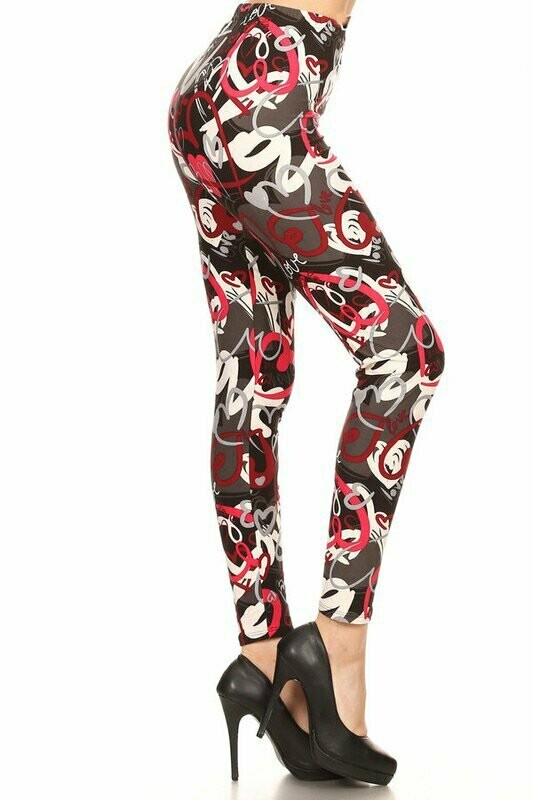 Buttery Soft Hearts and Love Printed Plus Size Leggings