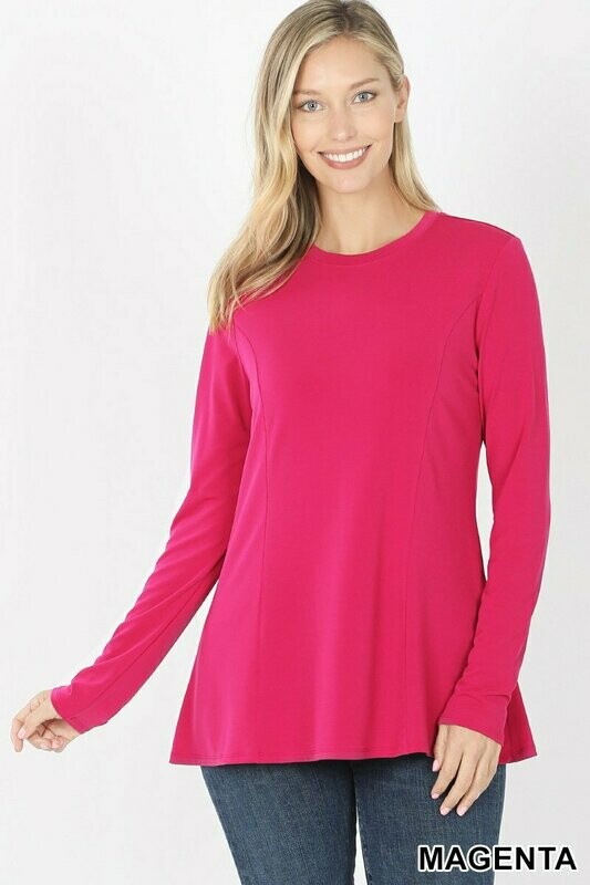 Long Sleeve Round Neck A-Line Top