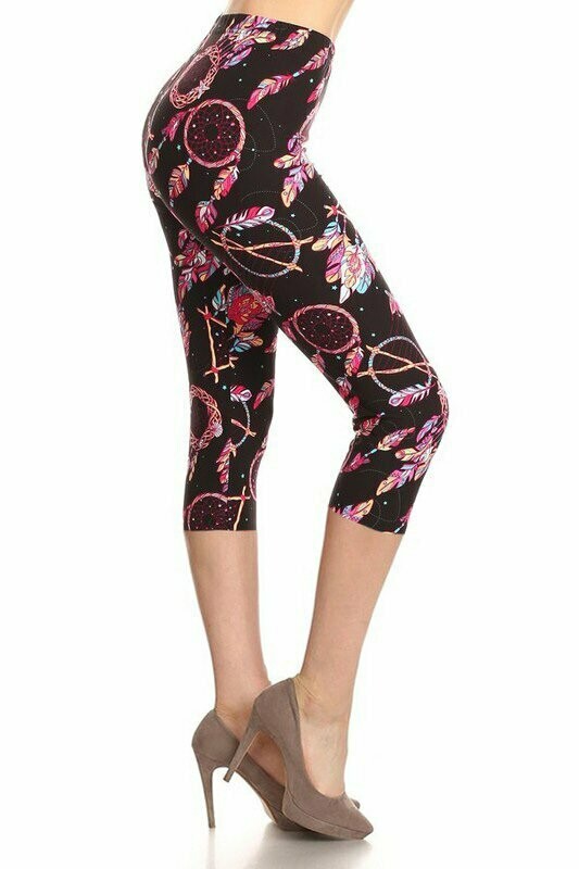 Buttery Soft Dream Catcher Printed Queen Size Capri's