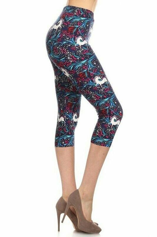 Buttery Soft Unicorn Printed Queen Size Capri's