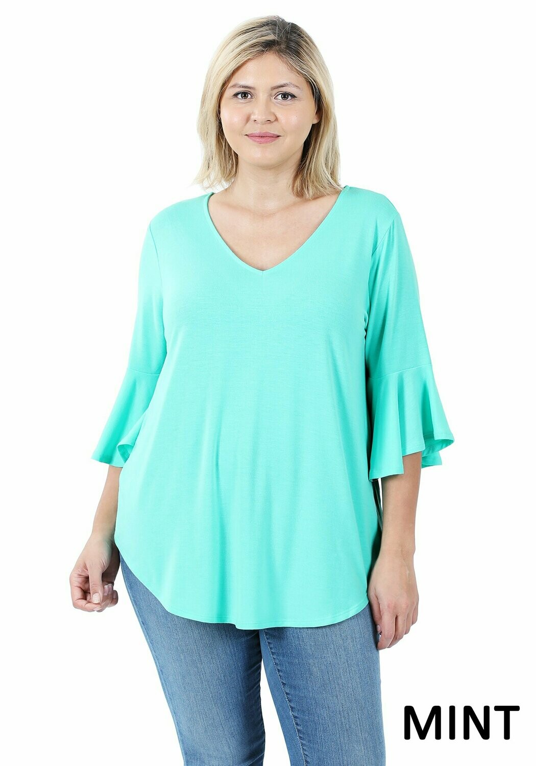 Waterfall Sleeve Plus Size Top