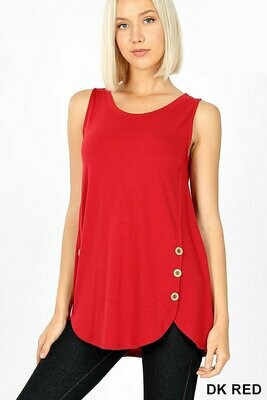 Sleeveless Side Wood Buttons Plus Size Top