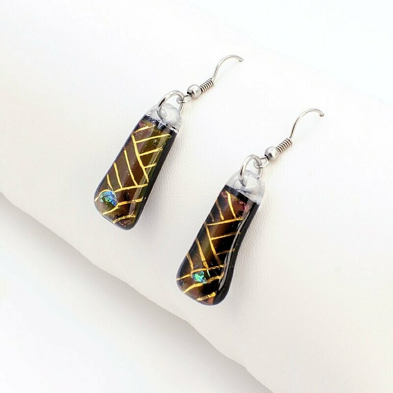 Boucles d'oreilles tribale noir mi-longues