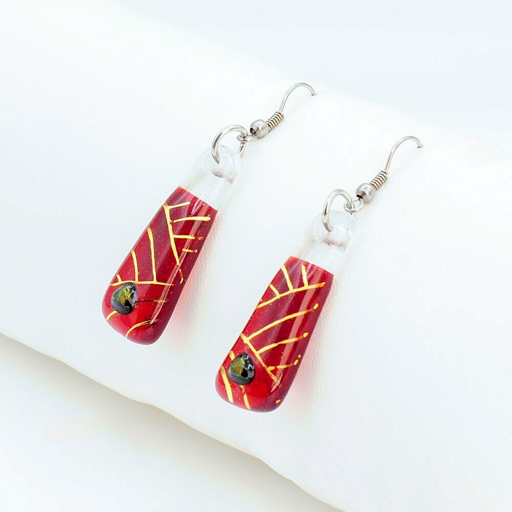 Boucles d'oreilles tribale rouge longues