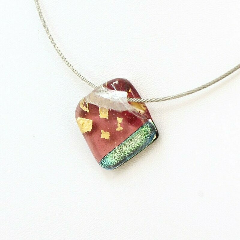 Collier Aurore losange sur câble inox