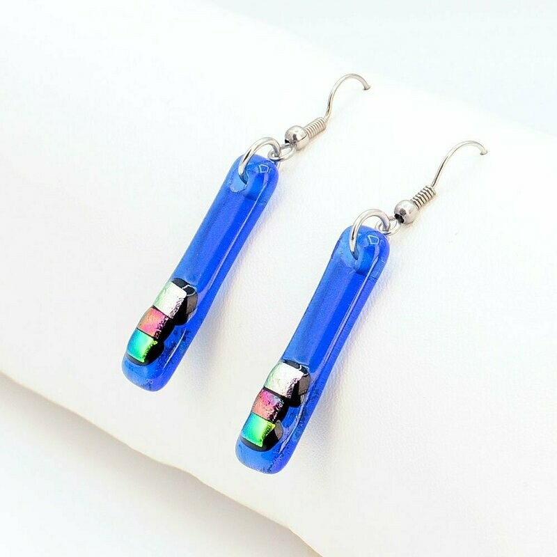 Boucles d'oreilles bleues outremer longues