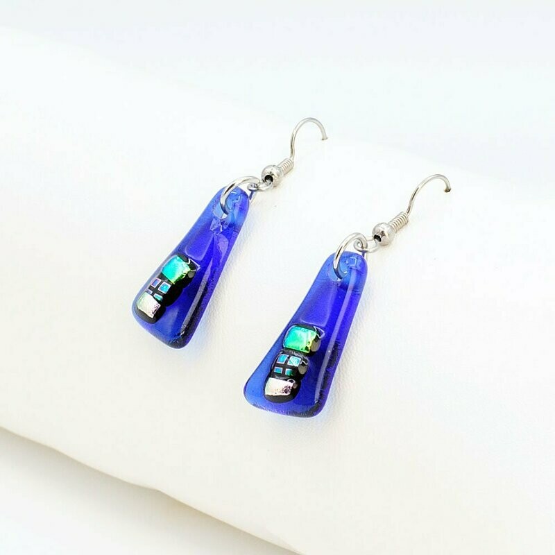 Boucles d'oreilles triangle bleues