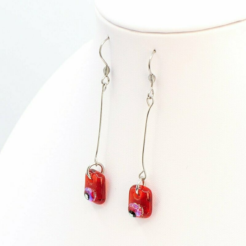 Boucles d'oreilles tiges rouges