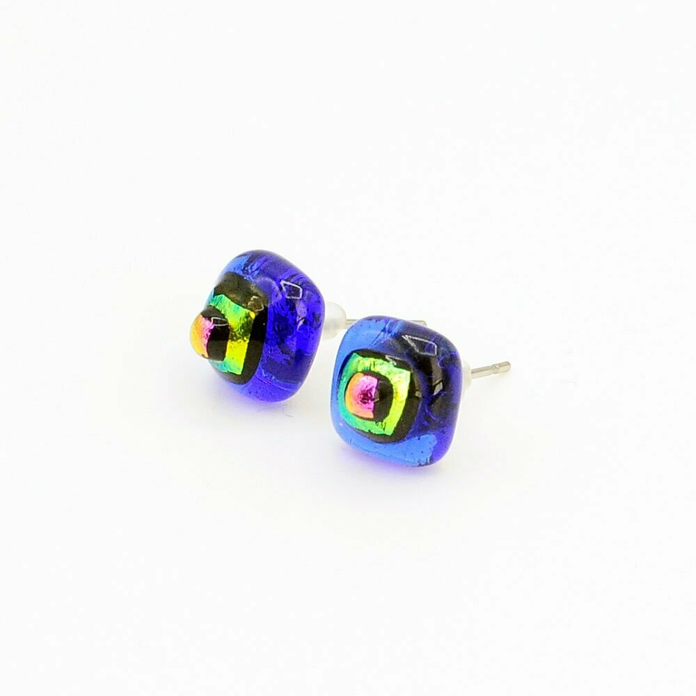 Boucles d'oreilles puces bleues outremer