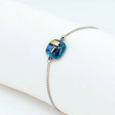 Bracelet chaîne inox turquoise