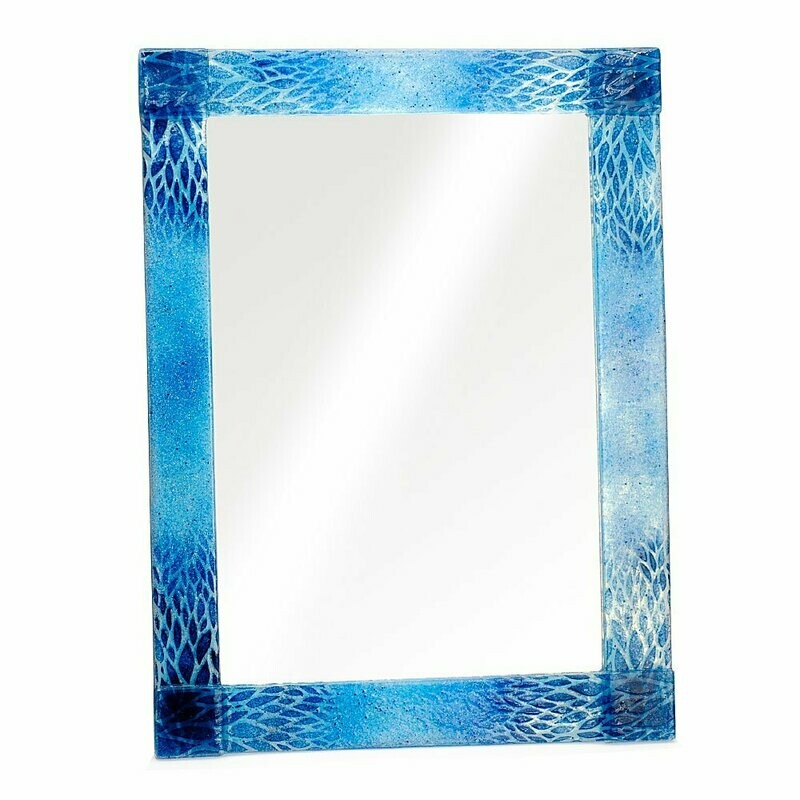 Miroir bleu feuilles
