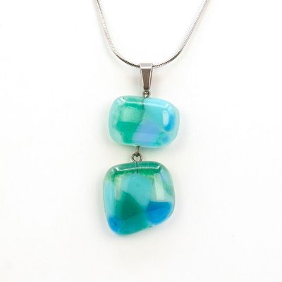 Collier Lagon 2 pièces sur chaîne inox