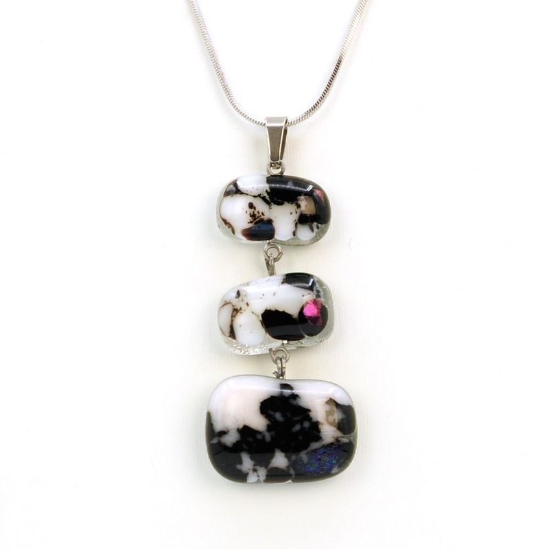 Collier Minérale 3 pièces sur chaîne inox