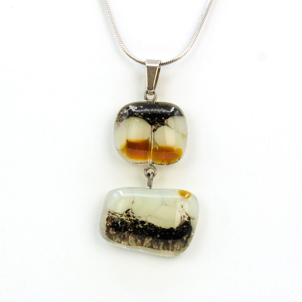 Collier Minérale 2 pièces sur chaîne inox