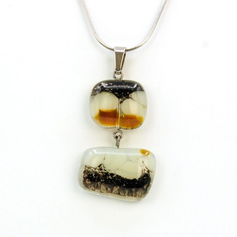 Collier Minérale 2 pièces sur chaîne inox