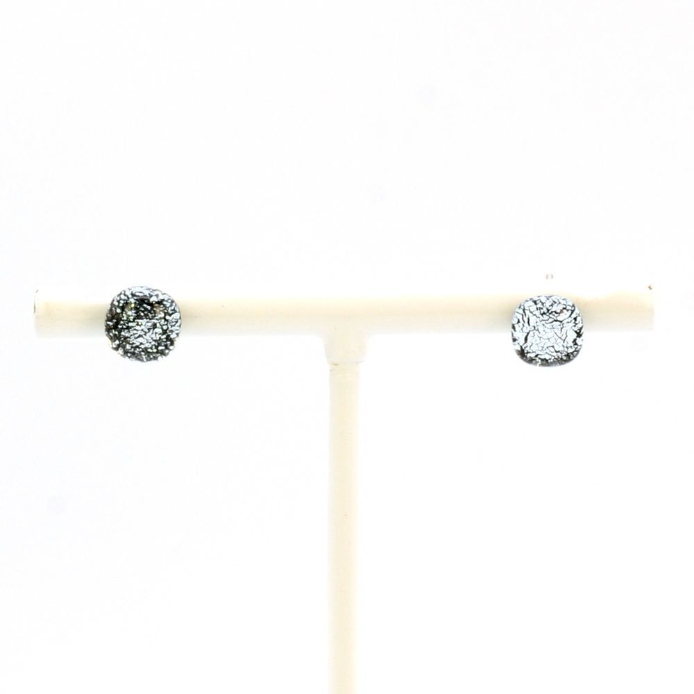 Boucles d'oreilles bouton Hypno Argent/Bleu