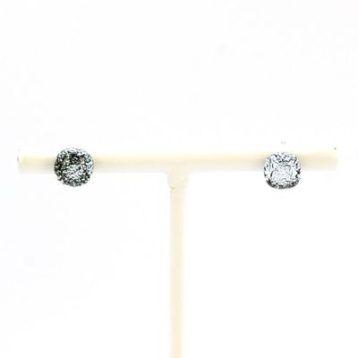 Boucles d'oreilles bouton Hypno Argent/Bleu