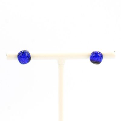 Boucles d'oreilles bouton Hypno Bleu
